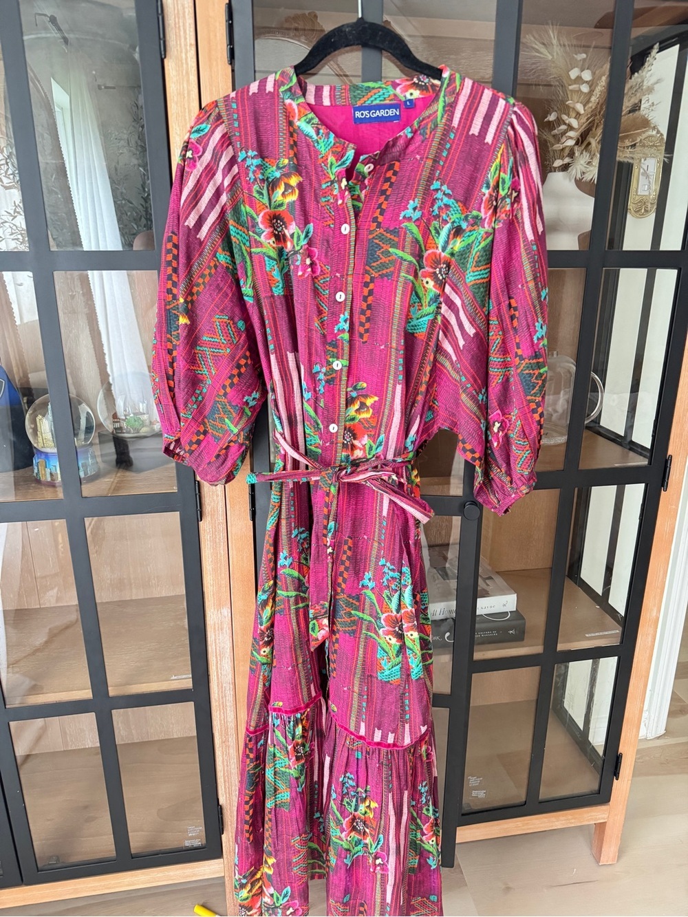 Ro's Garden maxi dress Roma Campeche puff sleeve Floral Long Sleeve tie waist